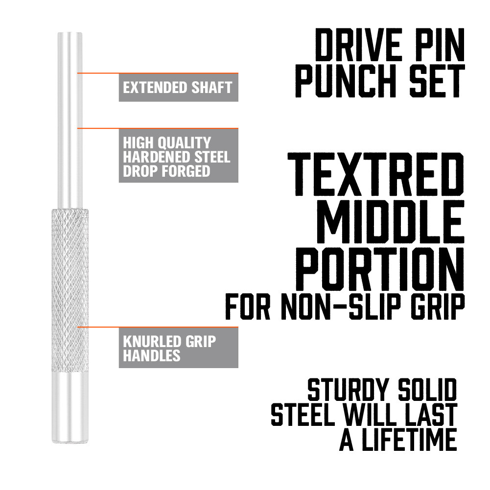 6Pcs Hollow End Roll Pin Tool Starter Punch Set Steel 1/16 5/64 3/32 1/8 5/32