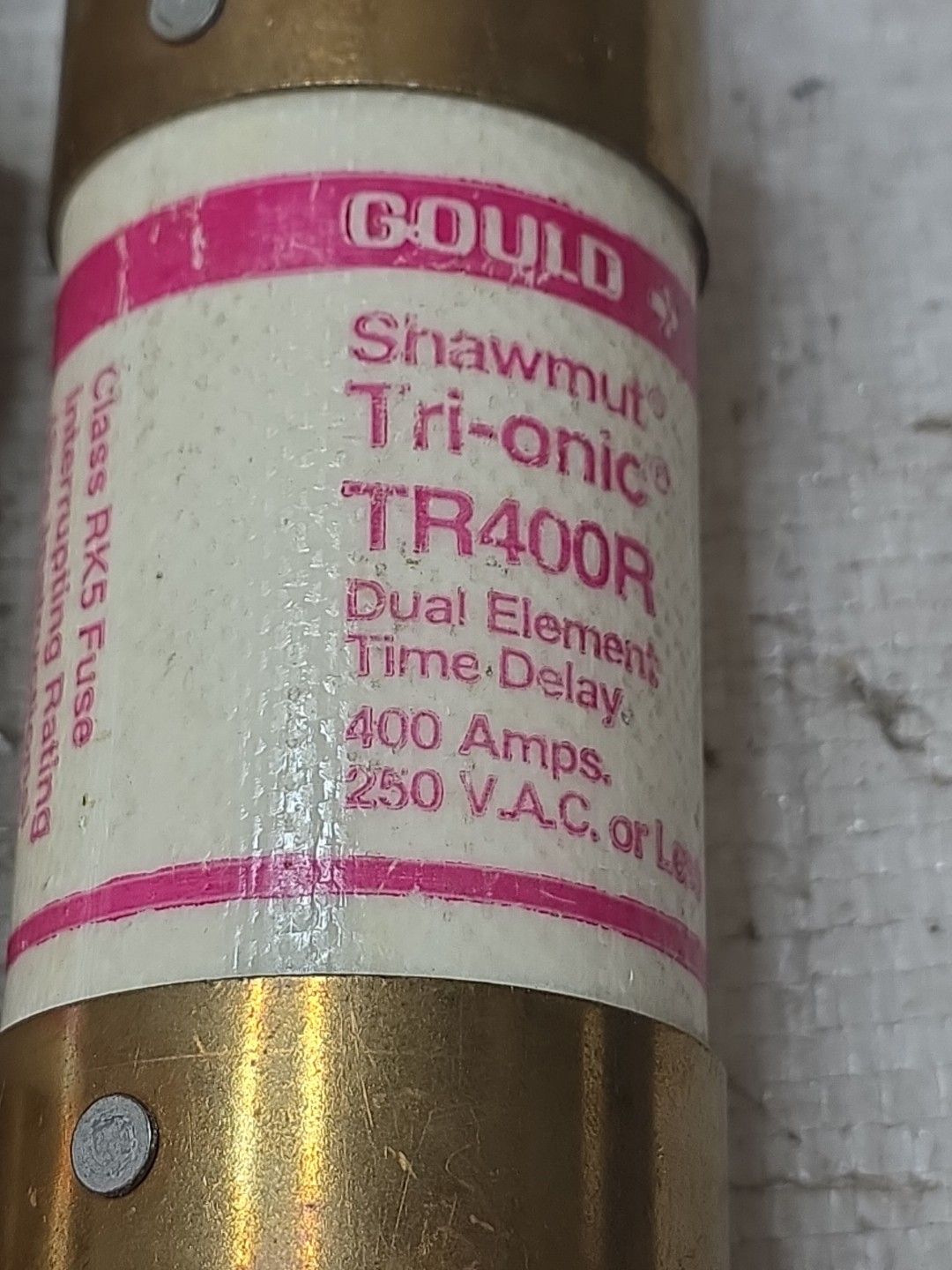LOT OF 2 -TR400R Gould Shawmut Tri-onic 400A Fuse Class RK5 250V, TESTED- (CF6N)
