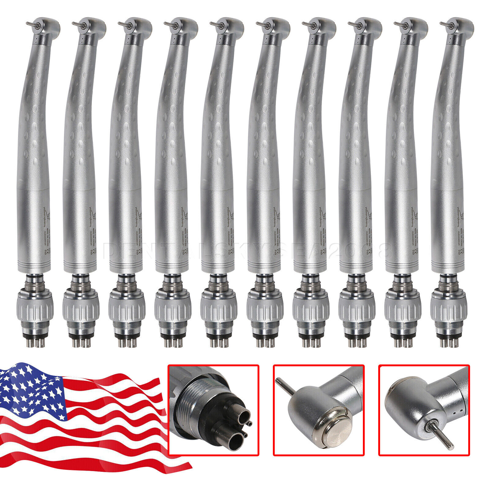 1-10 Packs Dental High Speed Turbine Handpiece with 4-Hole Quick Coupler ysu