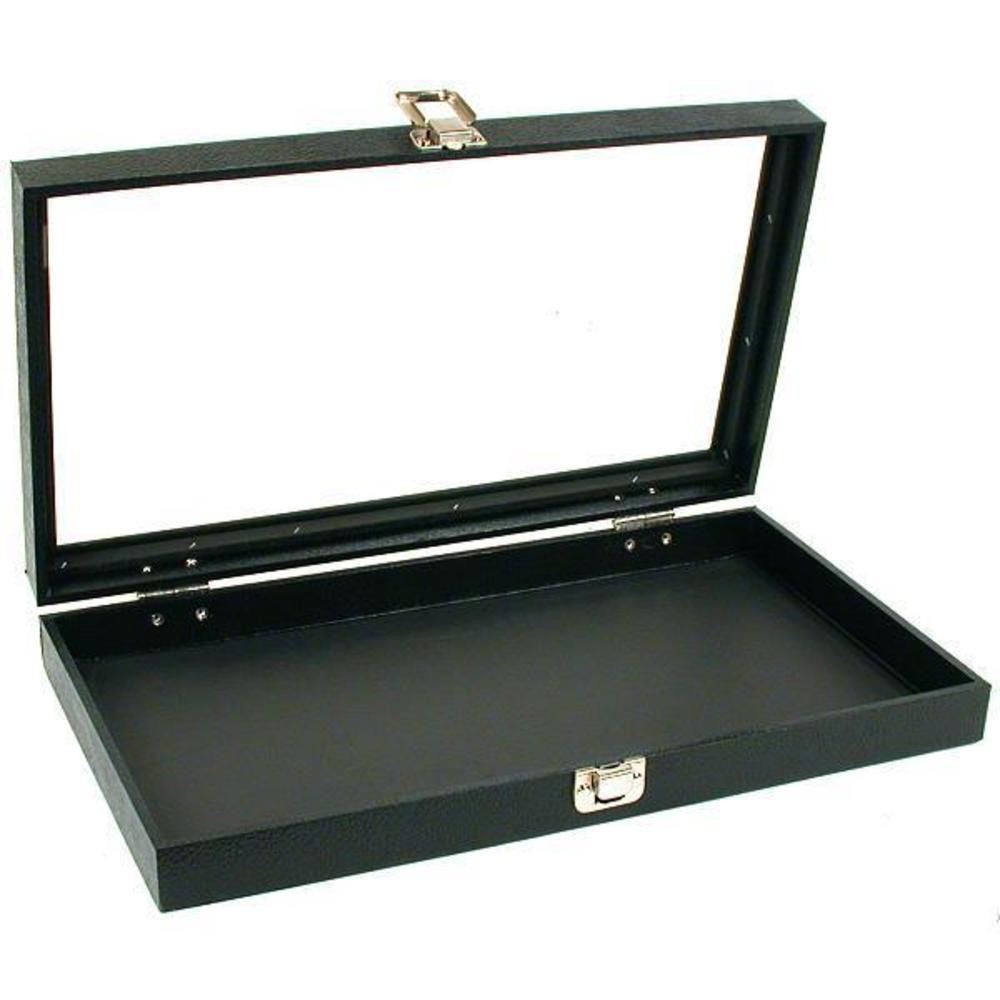 Glass Top Jewelry Display Case Box White 50 Gem Jars