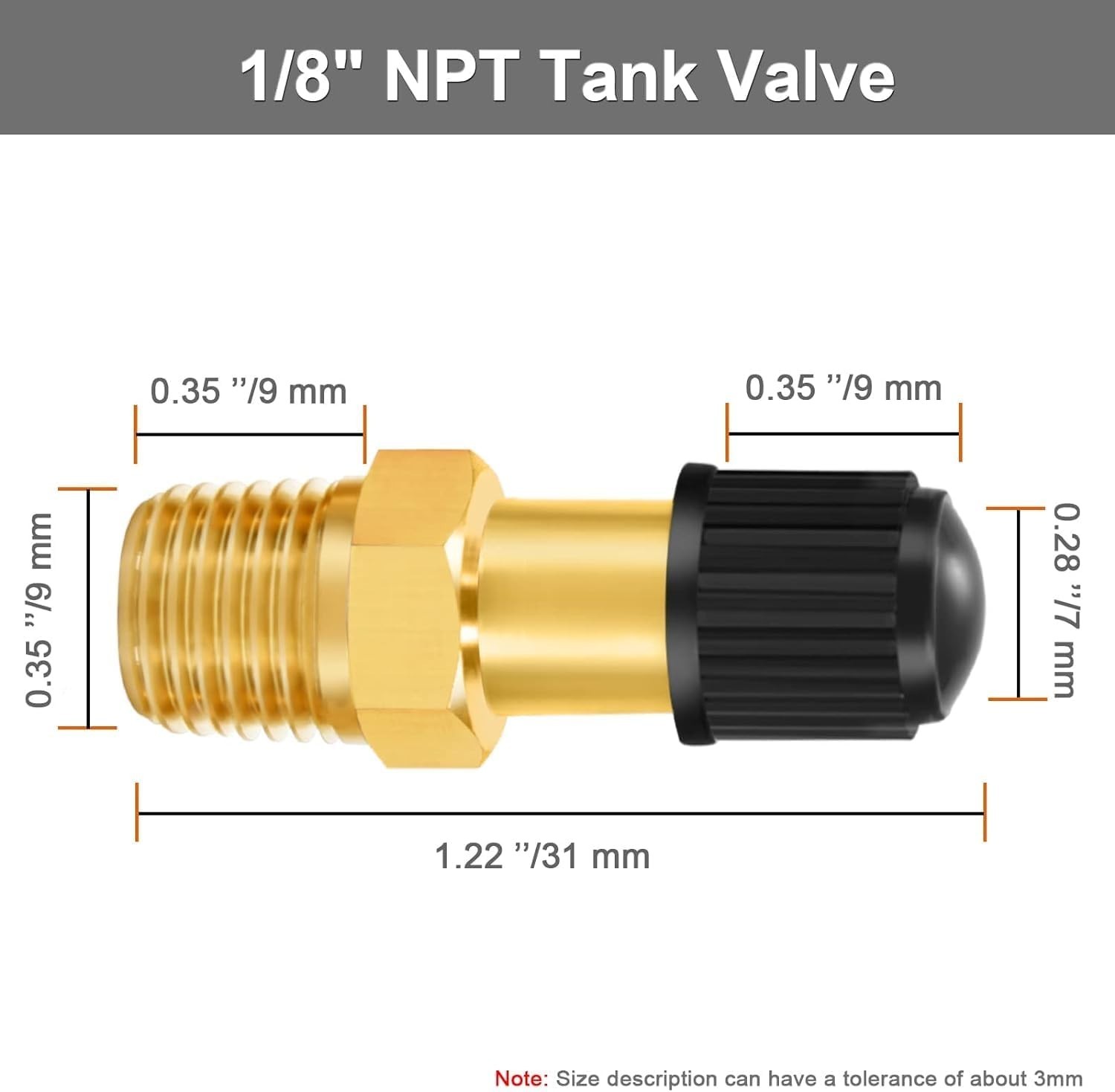 Versatile 1/8″ NPT Tank Valve – Brass Construction with Schrader Design (2-Pack)
