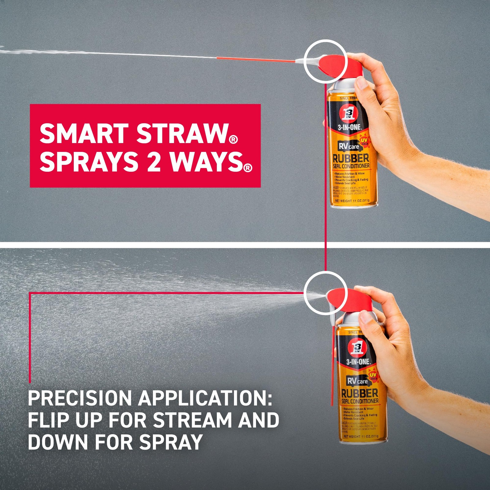 3-IN-ONE RVcare Rubber Seal Conditioner with SMART STRAW SPRAYS 2 WAYS