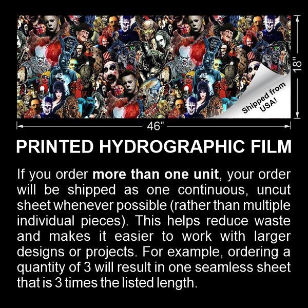 Horror Movie Villains 26 – 18″x46″ Hydrographic Film Hydro Dipping