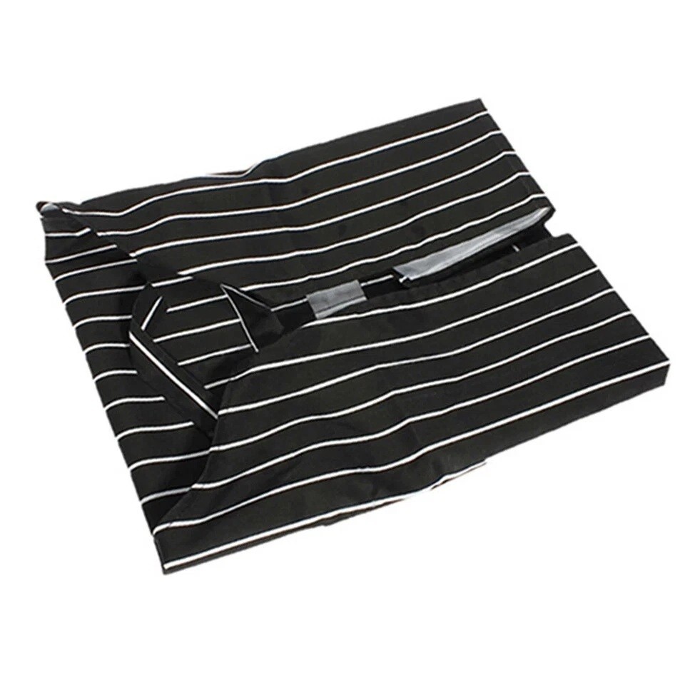1Pc Adjustable Chef Apron with Two Pockets Striped Kitchen Bib for Men and Women