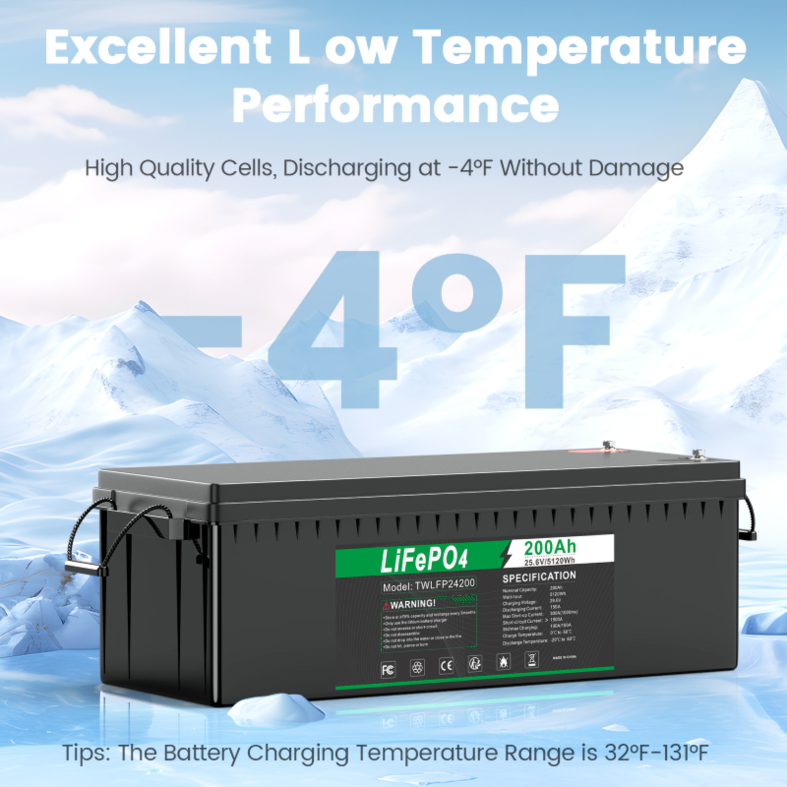 24V 100Ah LiFePO4 Lithium Battery Cycle Deep Built-in BMS for Solar RV Off-grid