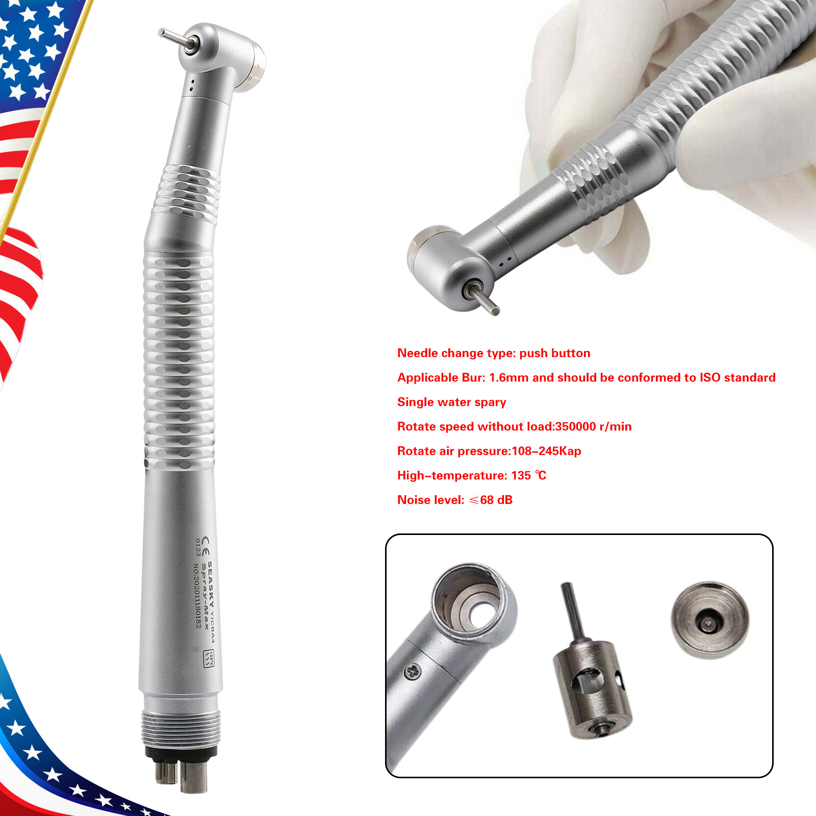 1/10 Turbina NSK PANA MAX Style Dental Fast High Speed Handpiece 4 Hole U3BM KYZ