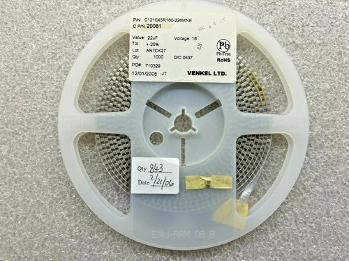 (1,000 PIECE REEL) C1210X5R160-226MNE, VENKEL, CAP CER 22UF 16V X5R 1210, ROHS