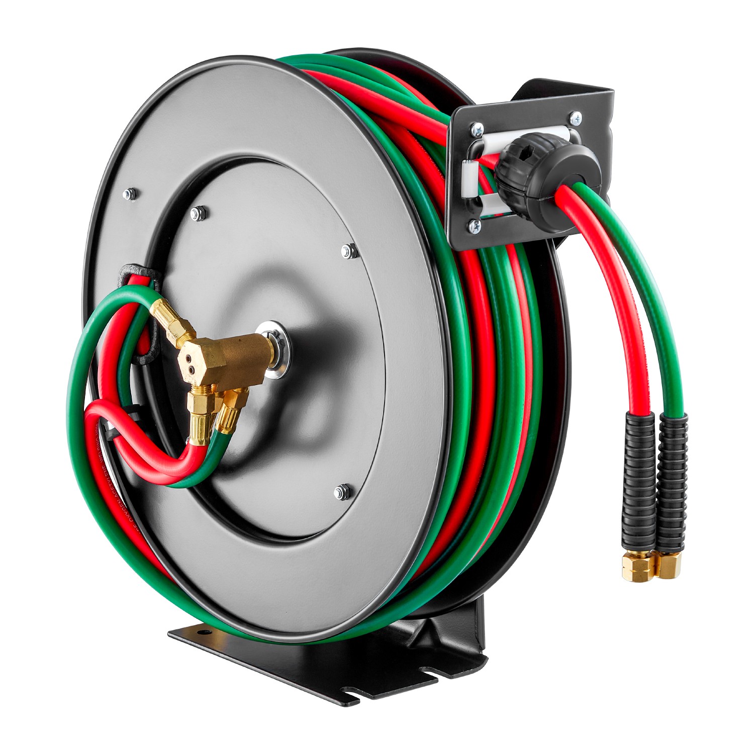 VEVOR Retractable Welding Hose Reel 1/4 in x 50FT Oxygen Acetylene Rubber Hose