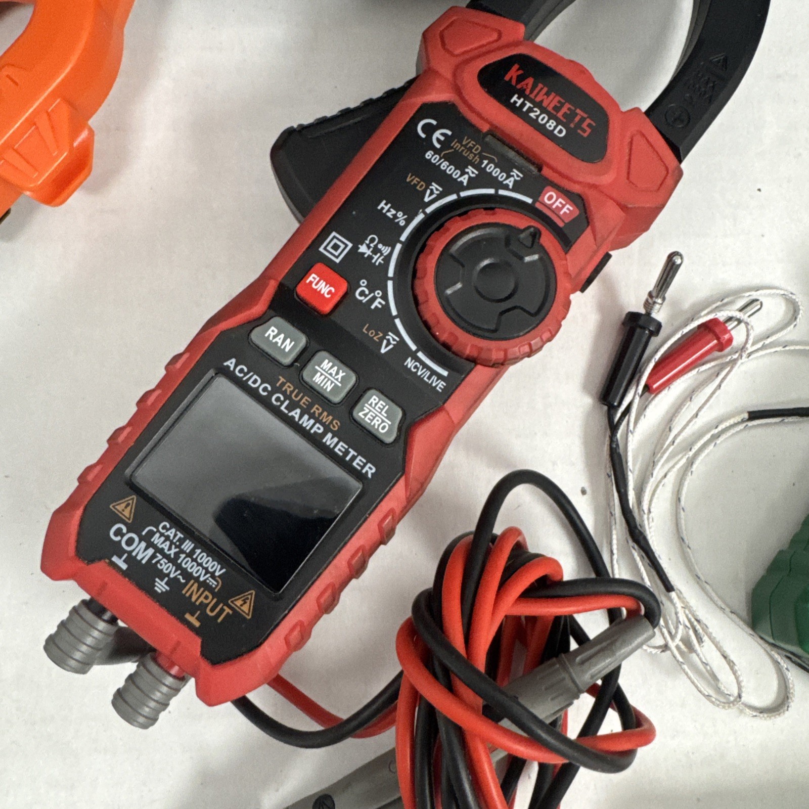 Lot of 3 CLAMP METERS & TESTERS – SEE DETAILS – TCM-300D, HT208D, CL120