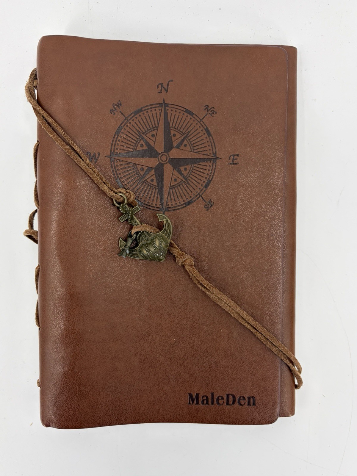 Maleden Refillable Leather Journal 6 Ring Binder Nautical Anchor Compass Rose