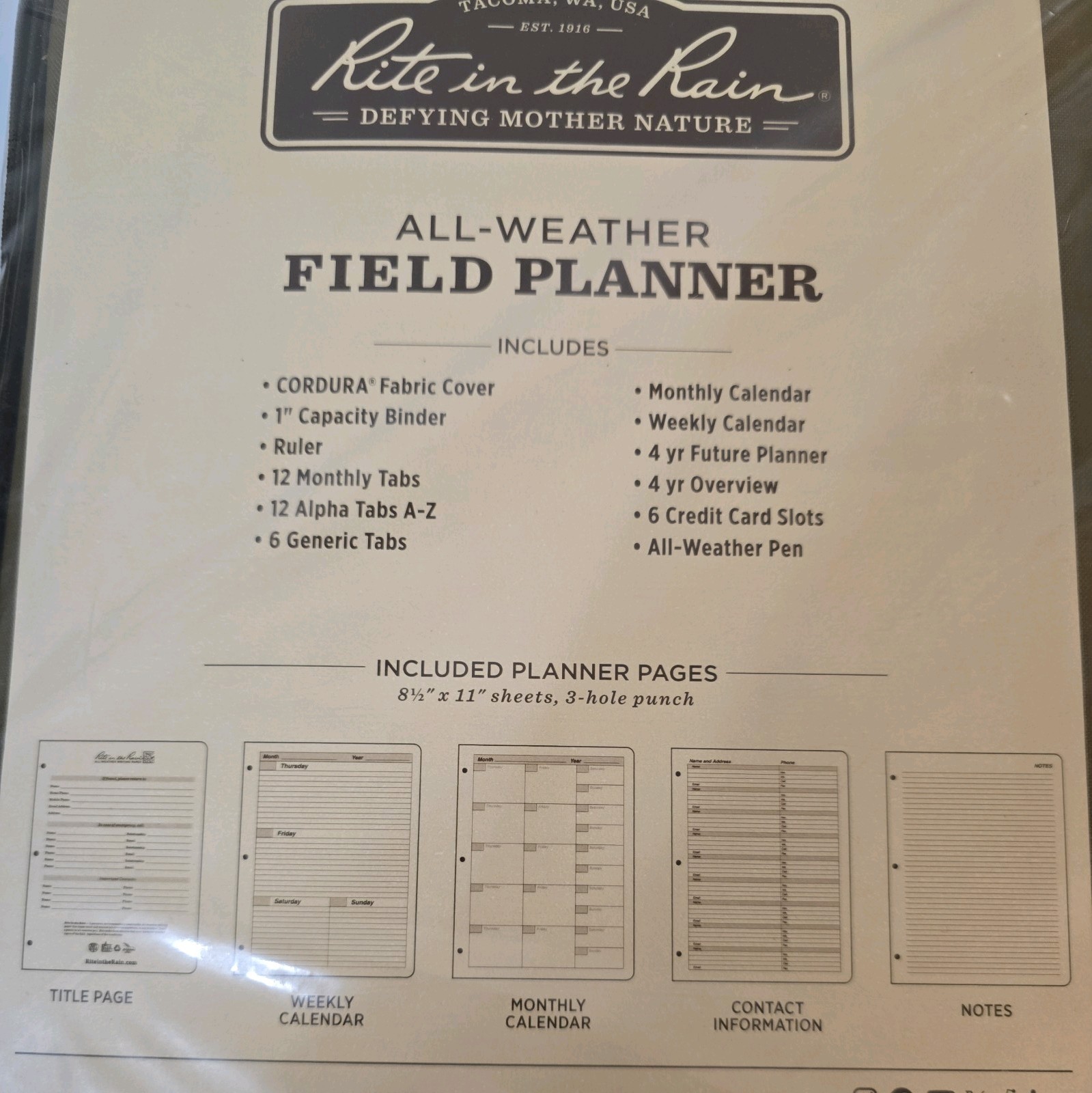 Rite in the Rain Nº 9255T-MX Tan Field Planner NSN: 01-577-7671