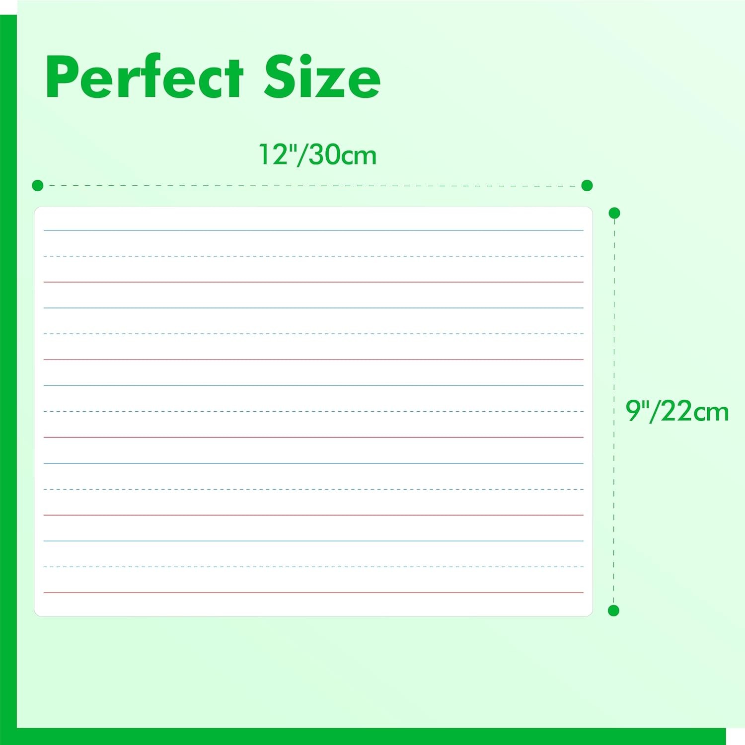 8 Sheets Dry Erase Lined Whiteboard, Double Sided Ruled Writing Board &