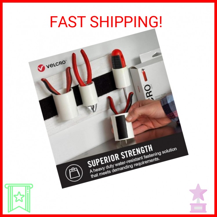 VELCRO Brand Heavy Duty Fasteners | 4×2 Inch Strips 4 Sets | Holds 10 lbs | Stic
