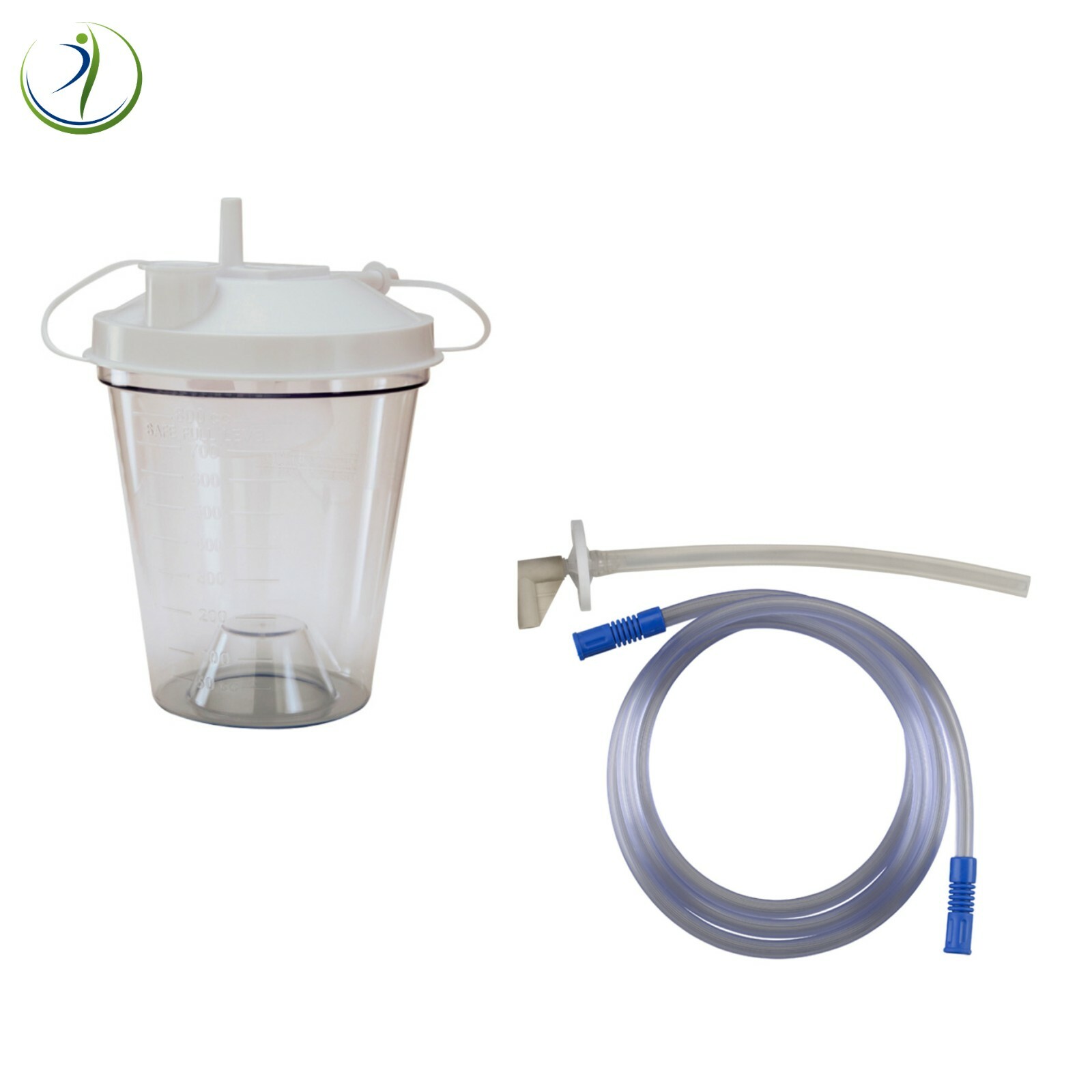 Suction Canister 800 mL Turret Lid Float Valve & Suction Hose Plastic Graduated