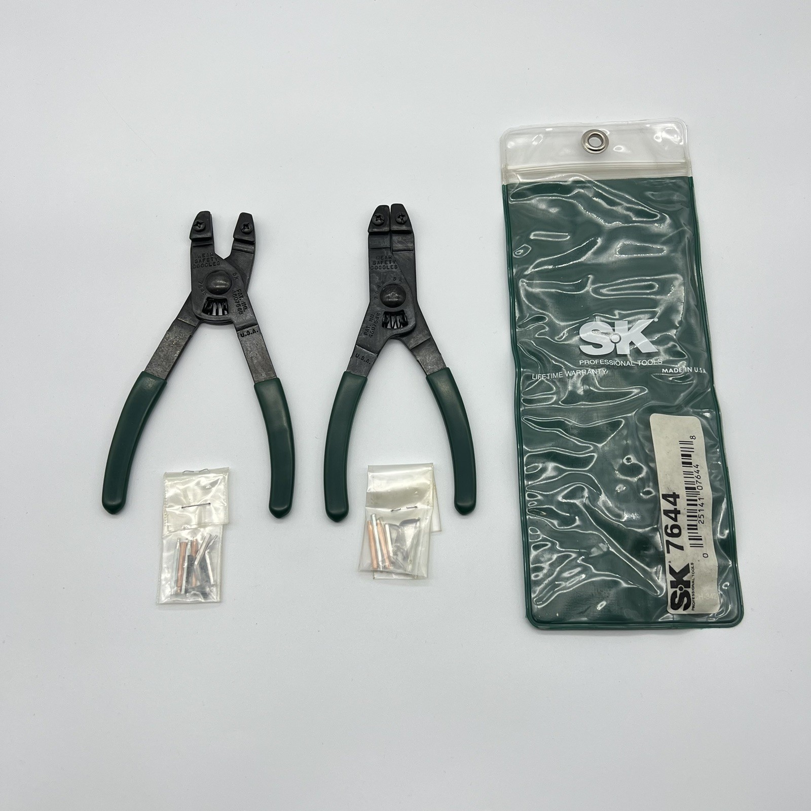 SK Tools 10PC Retaining Ring Pliers With Tips #7644 Made In USA