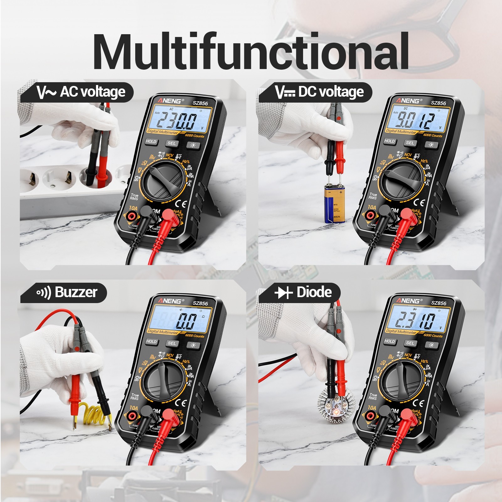 ANENG True RMS Digital Multimeter 6000 Counts Auto Range Kit with Voltage Tester