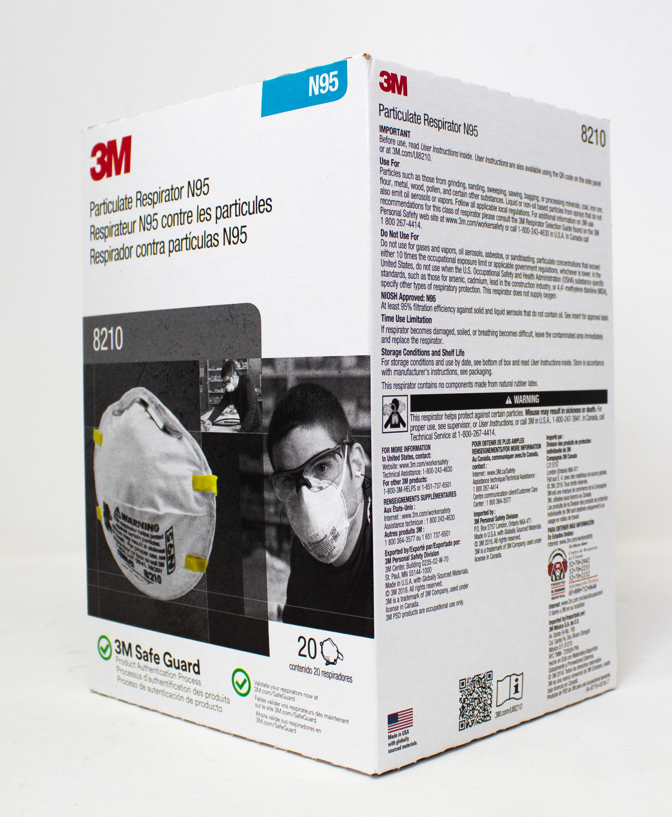3M 8210 N95 Particulate Respirator NIOSH Approved Face Mask