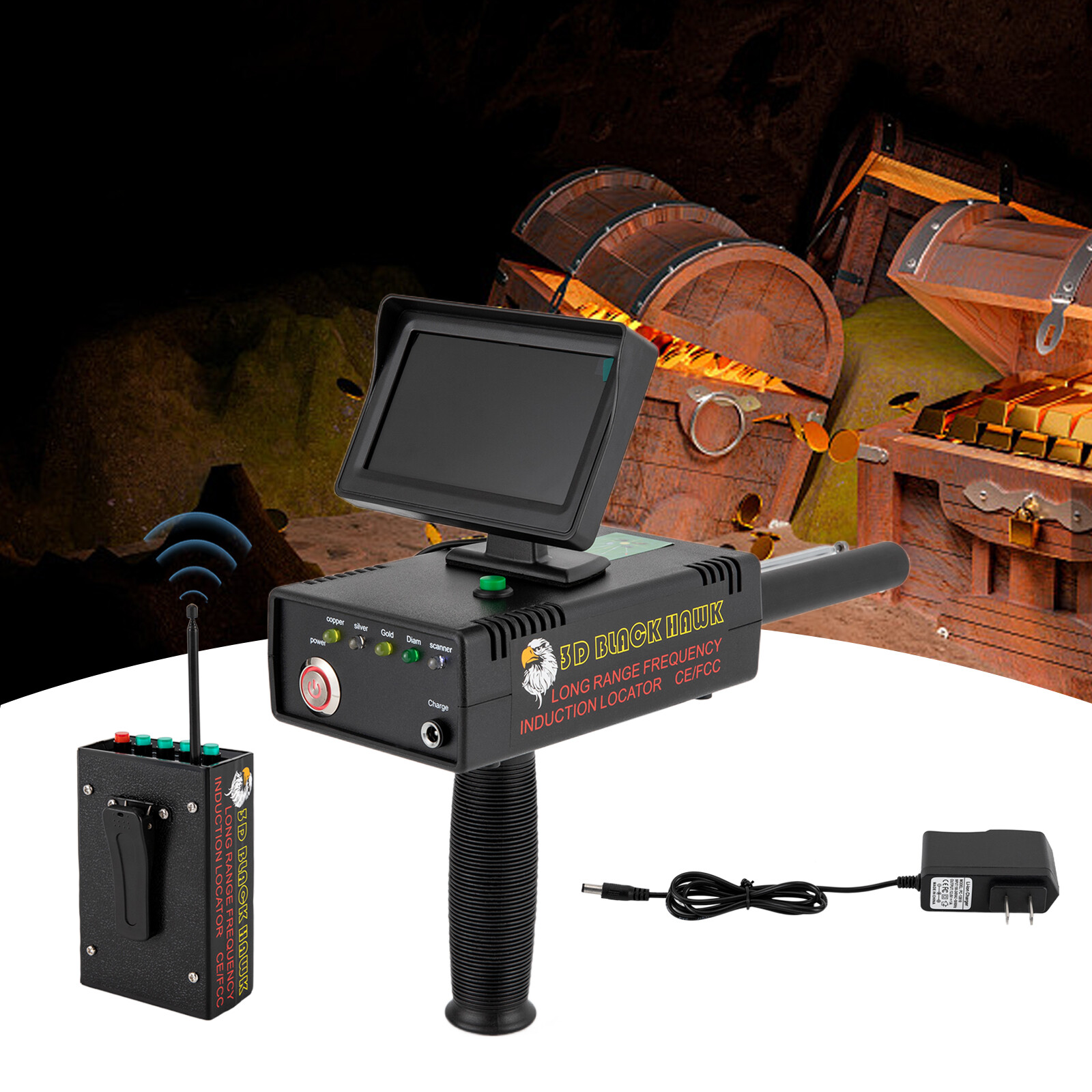 1200M LED Long Range Metal Gold Diamond Detector Finder Treasure Hunter Digger