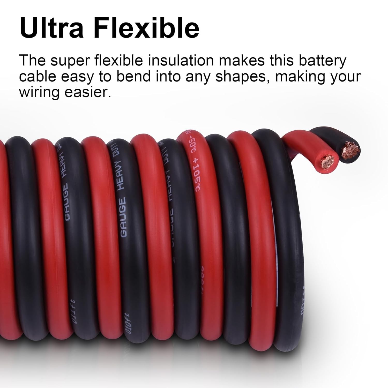 8 Gauge Battery Cable, 15FT Red + 15FT Black 8 AWG Welding Cable, Stranded Ox…