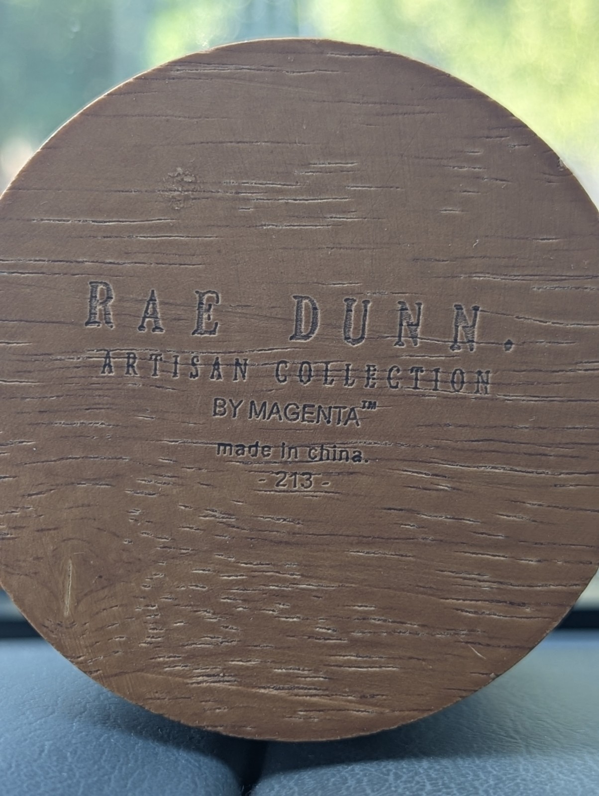 Rae Dunn Things Pencil Pen Holder Bathroom Canister Jar Wooden Base New