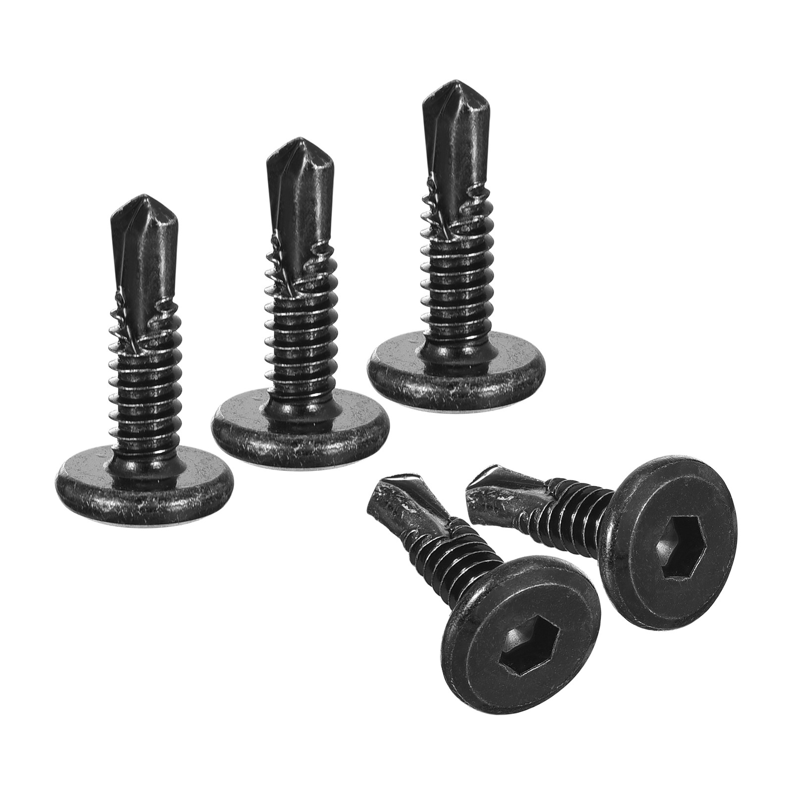 100pcs Hex Socket Self Tapping Screws #10 x 3/4″ 410 Stainless Steel Black