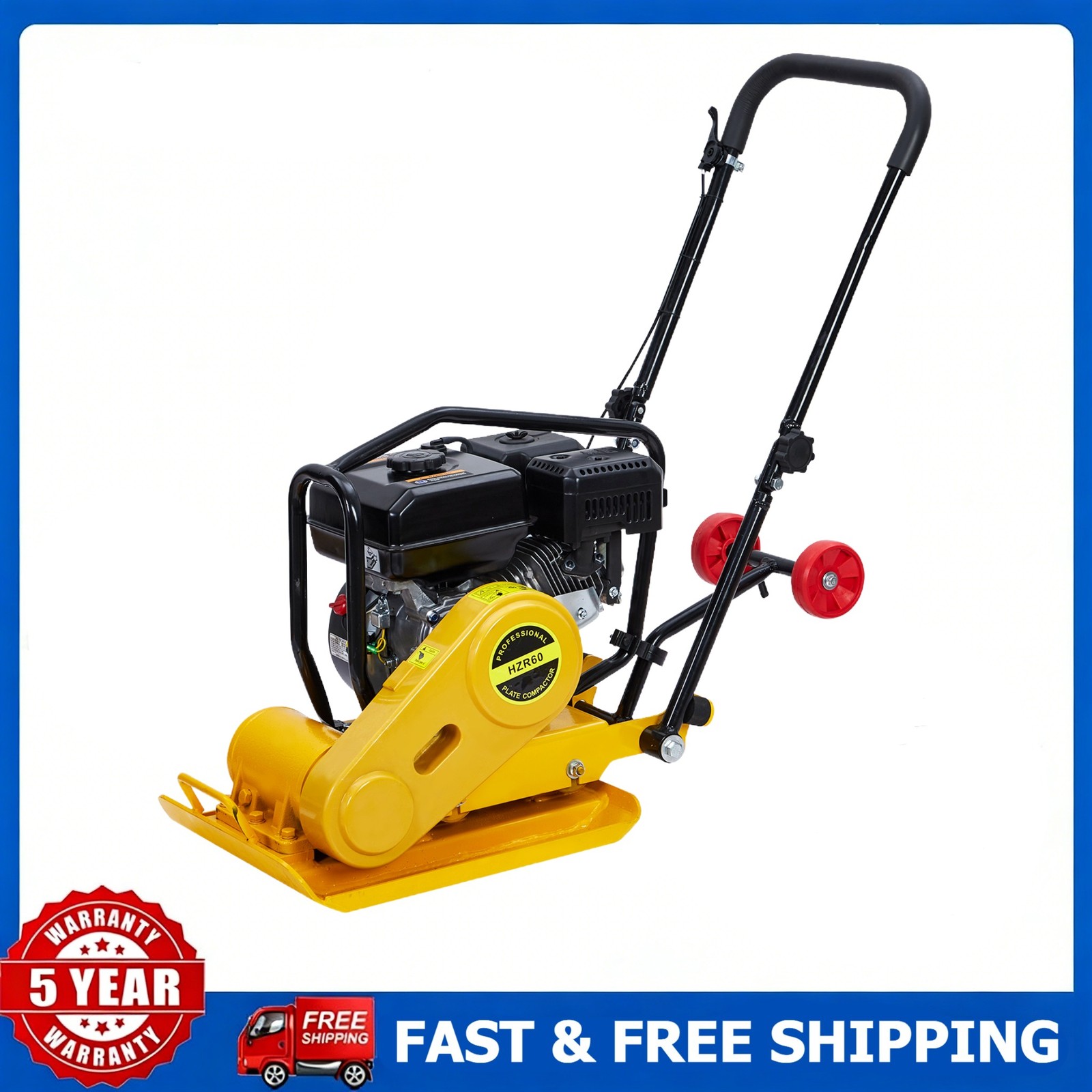 7HP Plate Compactor 212CC Gas Engine 4200lbs Compaction Hammer Jump Jack 5600VPM