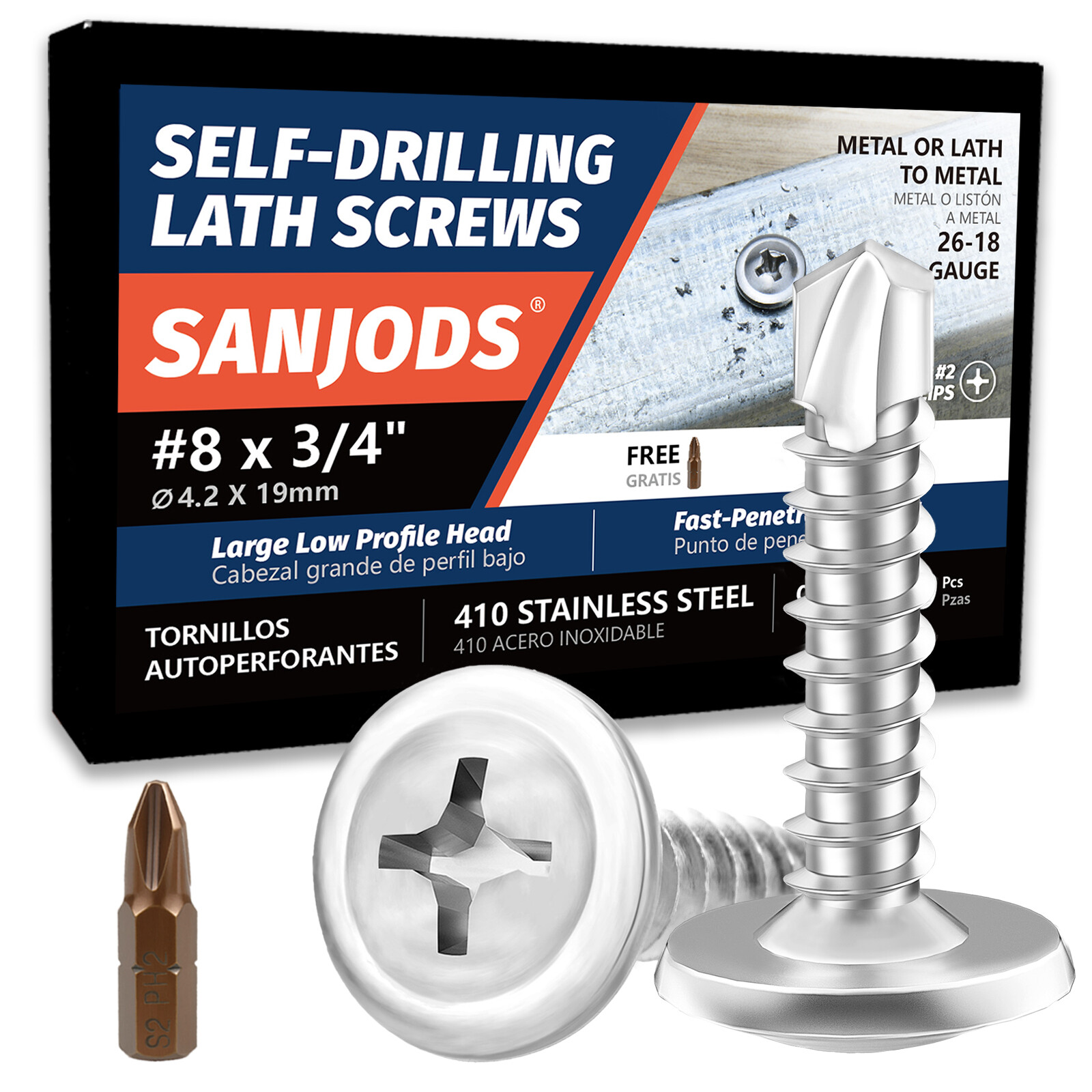 400Pcs #8 x 3/4″ Truss Head Sheet Metal Screws 410 Stainless Steel Self-Drilling