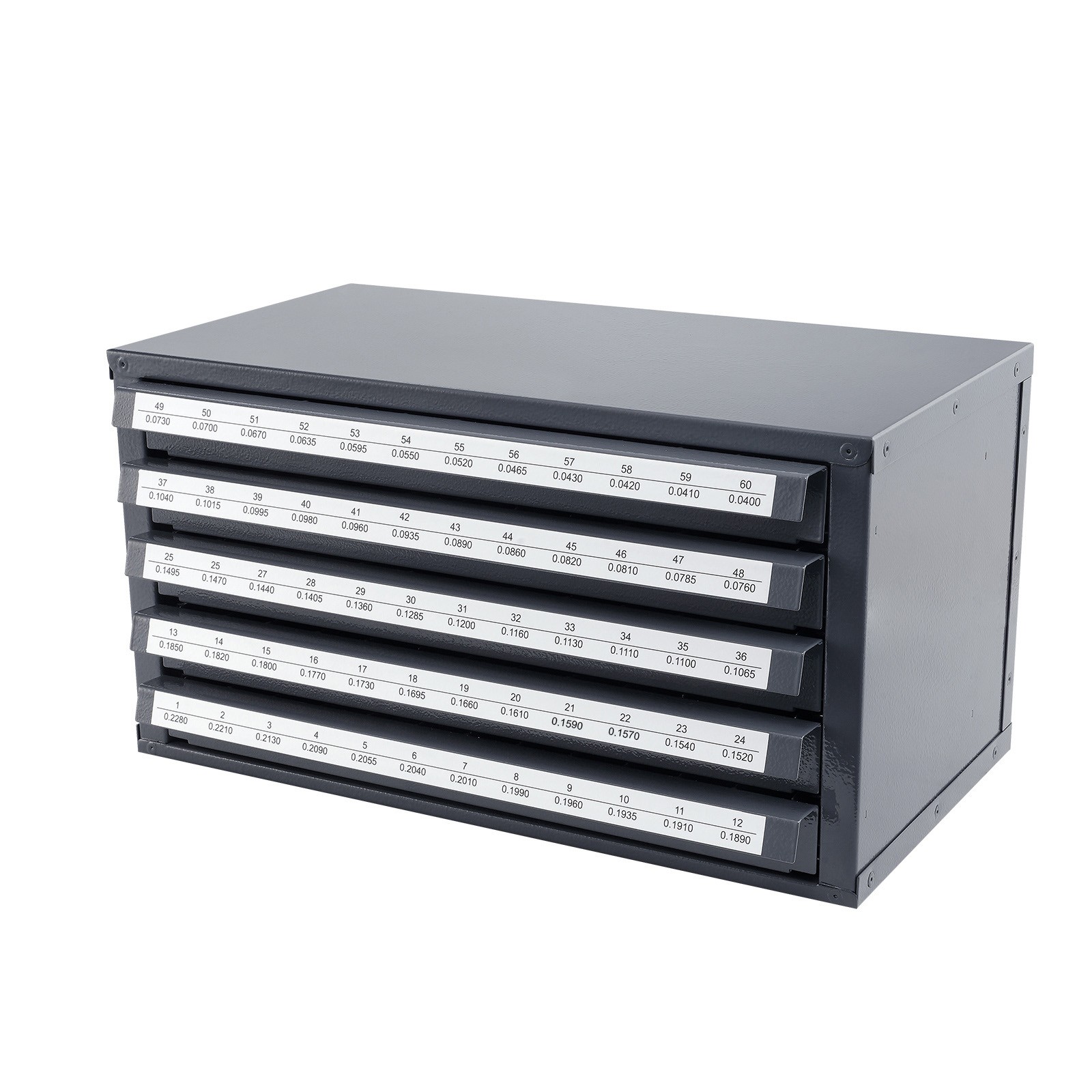 VEVOR Drill Bit Dispenser Organizer Cabinet Five-Drawer for #1 to #60 Stackable