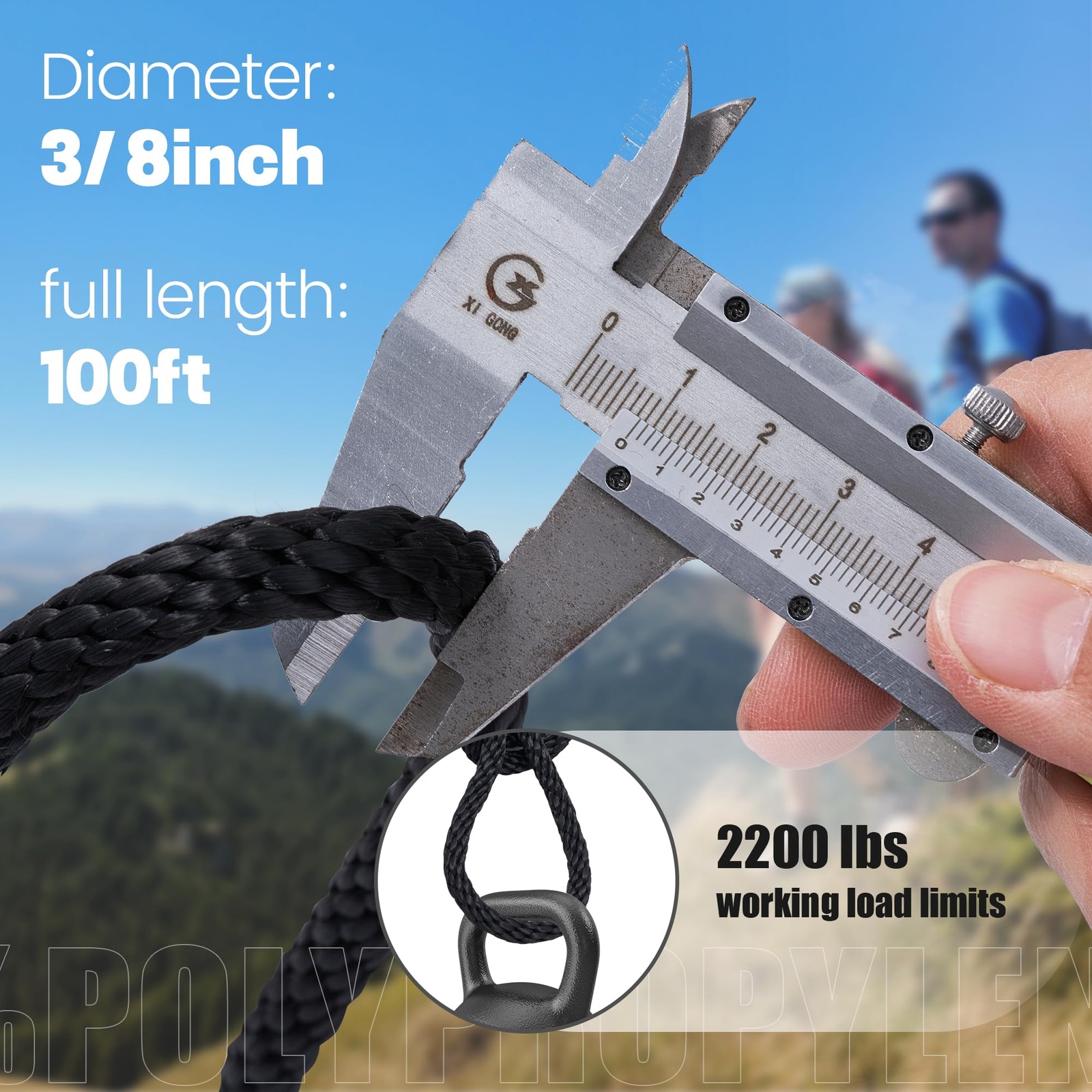 SDLTHR 3/8 Inch 100 ft Solid Braided 3/8″ x 100 (30.5m), Black