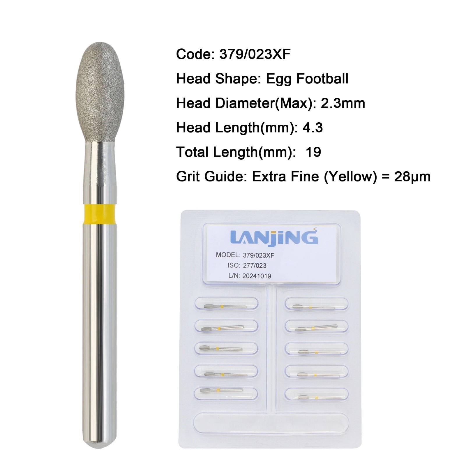 Dental Burs Diamond FG Round End Taper Football Surgical Long High Speed 856 850