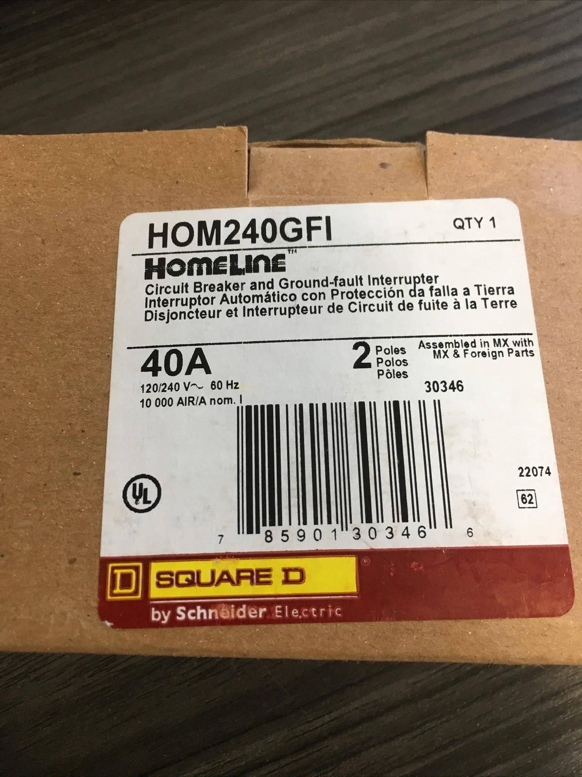 Square D HOM240GFIC Circuit Breaker Ground-Fault Interrupter