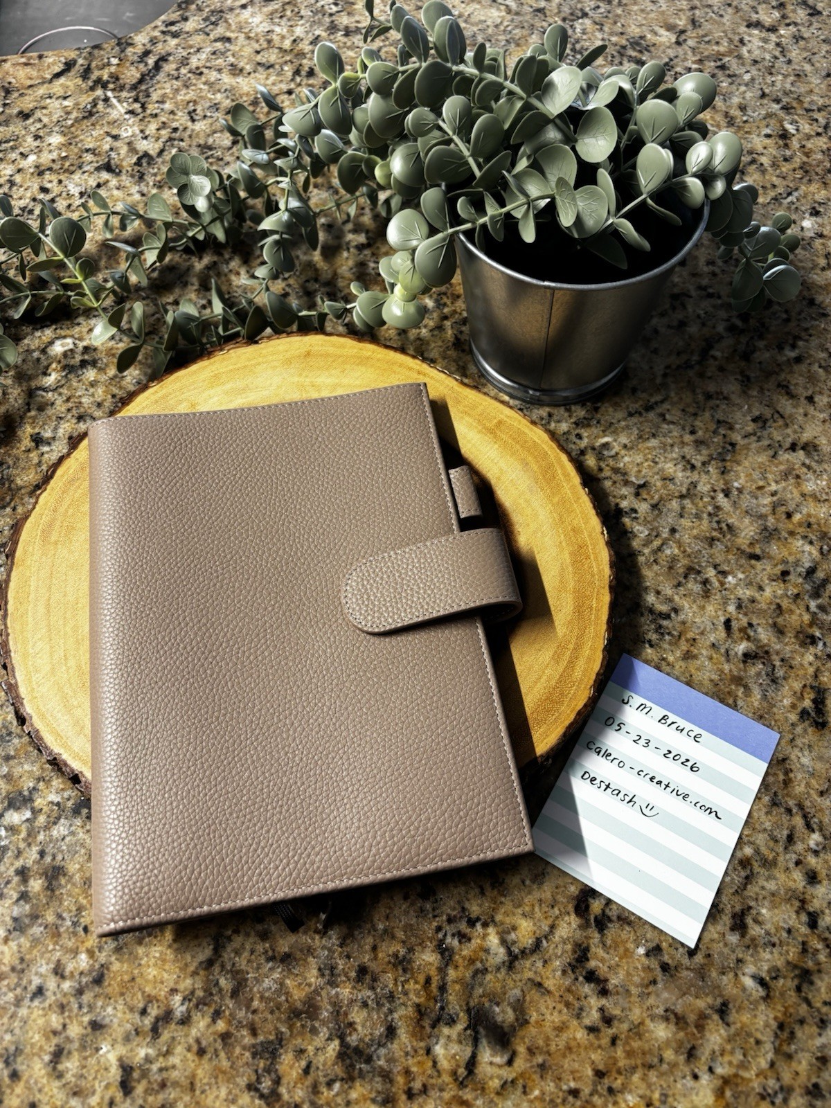 Moterm A5 Taupe Notebook Cover with Strap Closure, Card Slots