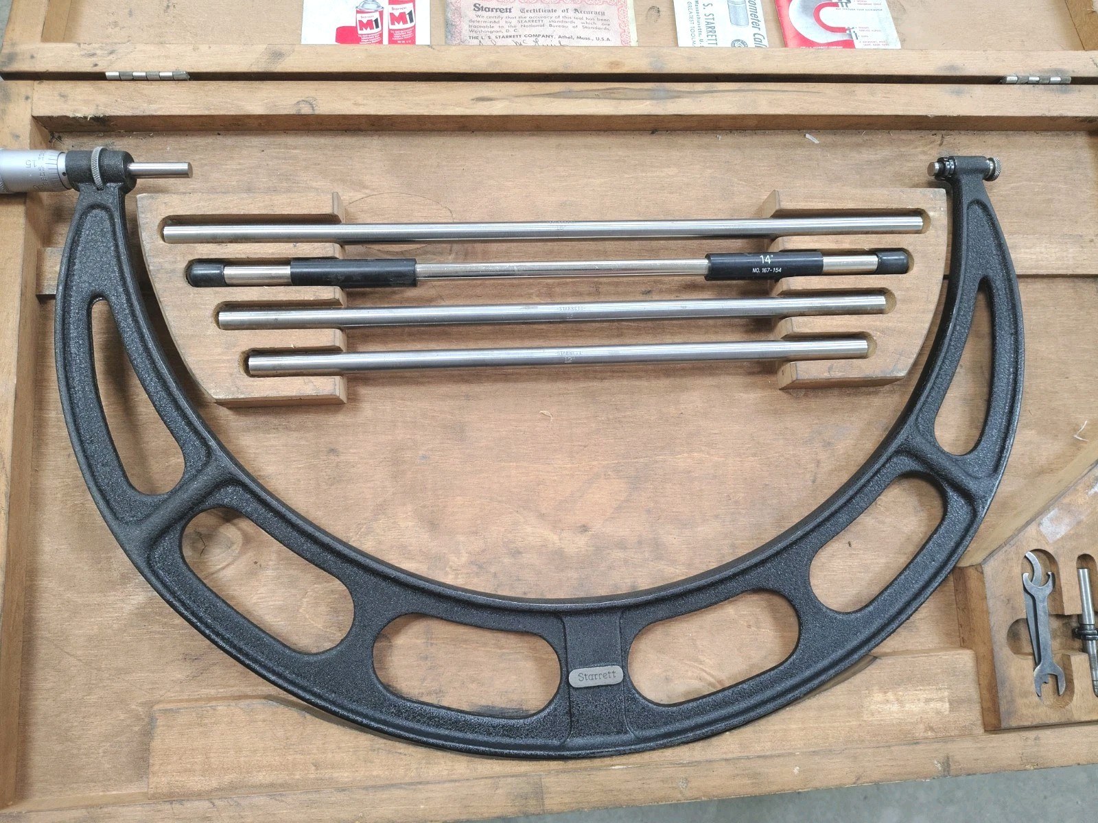 Starrett No.224 Set D 12”-16″ Outside Micrometer Complete Set In Good Condition