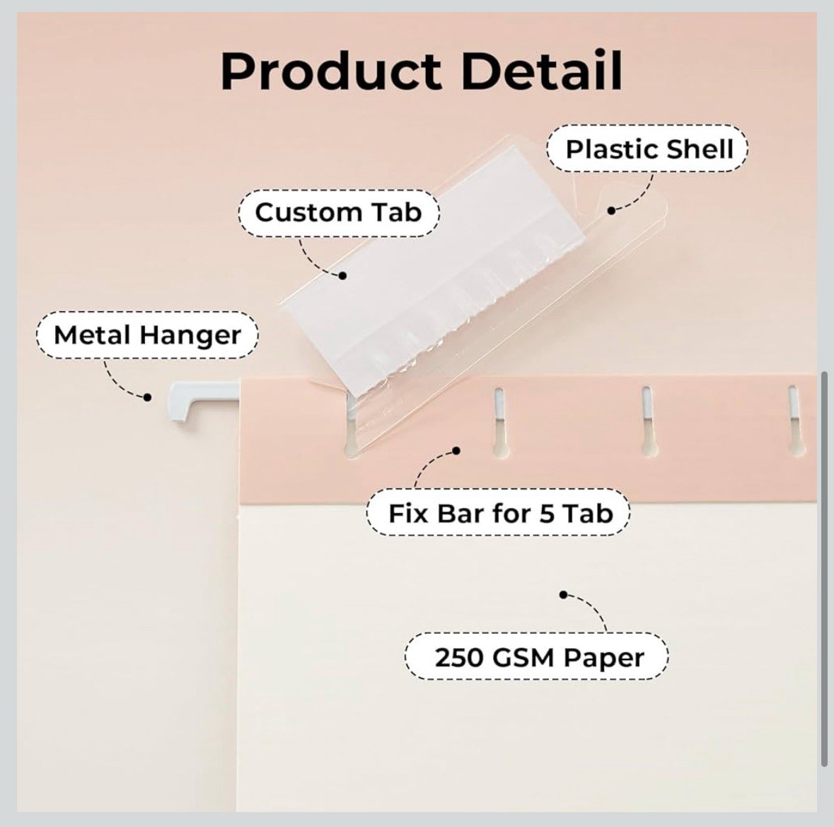 6 Pack Letter Size File Folders Organizer For Filling Cabinet Office Peach