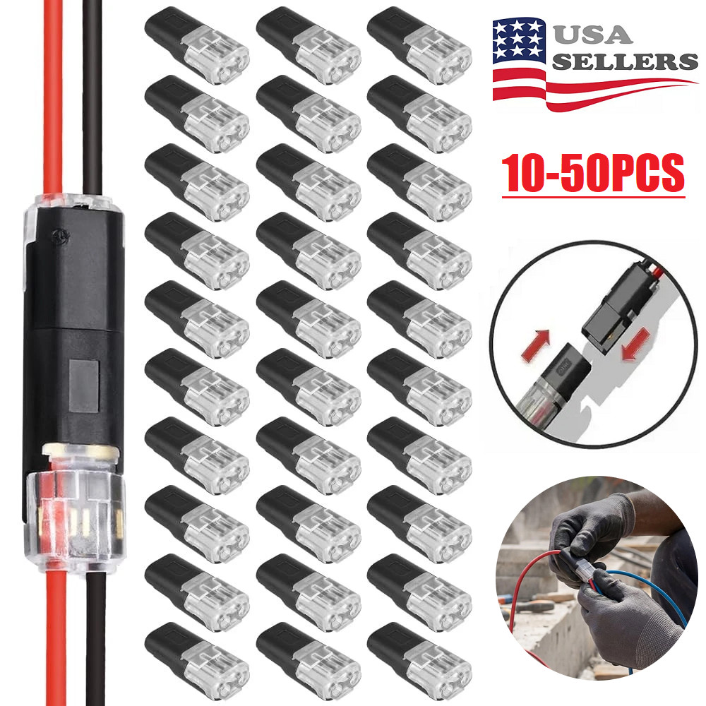 50pcs Double-Wire Plug-in Connector Cable Clamp with Locking Buckle No-Stripping