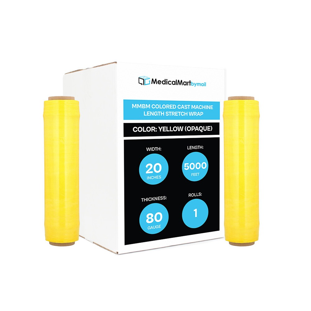 Machine Stretch Wrap 20″ x 5000′ 80 Gauge Dark Yellow Shrink Flim 1 Roll