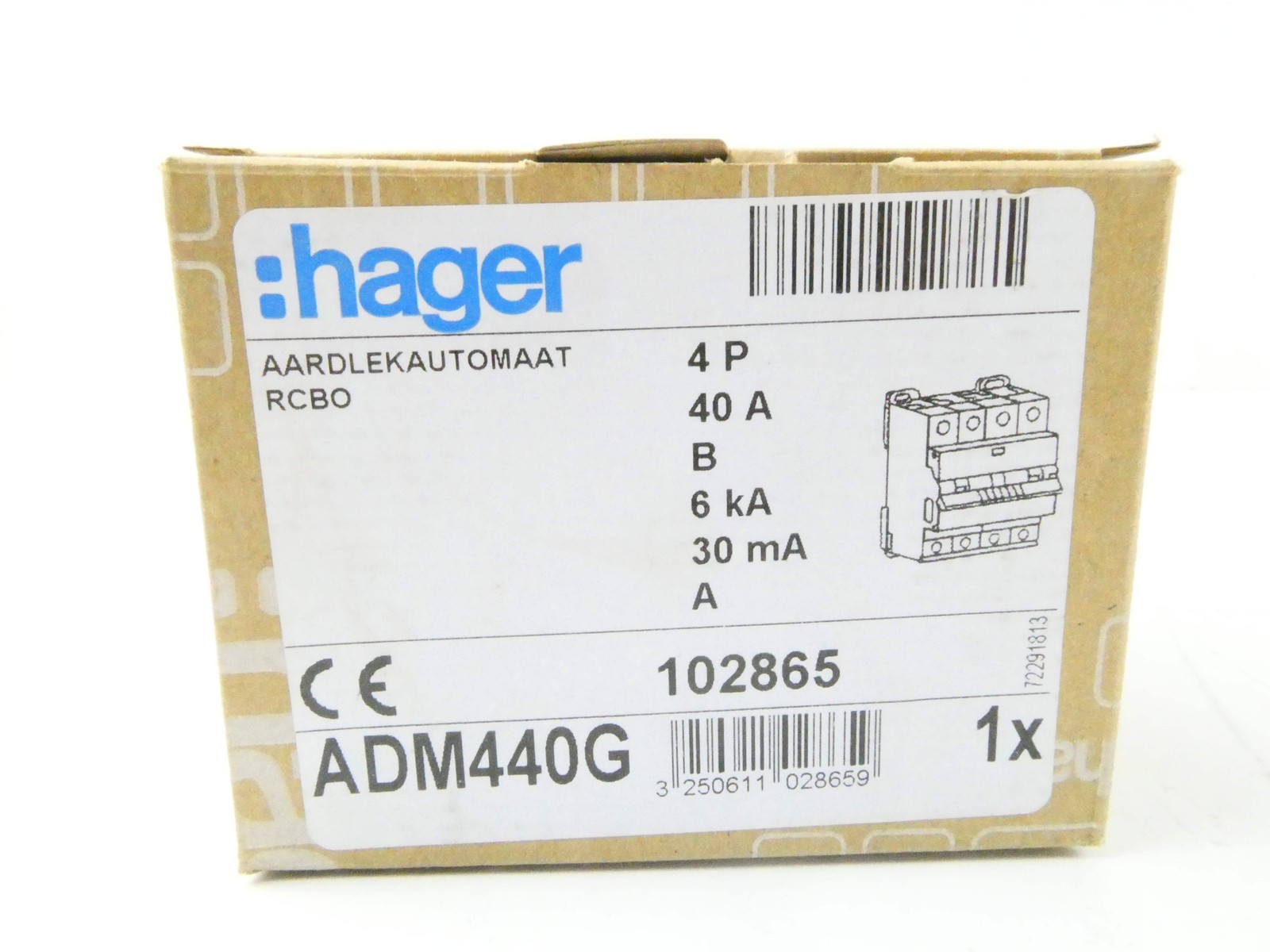 HAGER ADM440G (102865) (4 Pole 40A 0.03A) FI SWITCH
