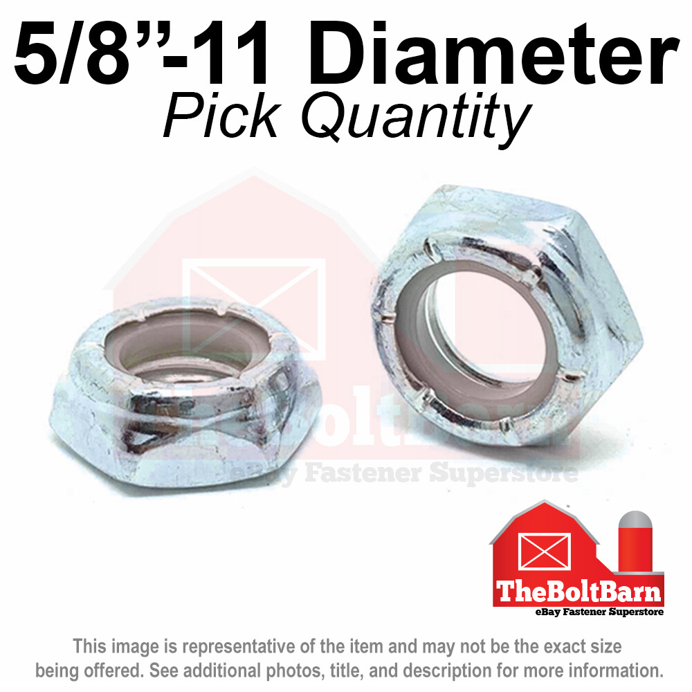 5/8″-11 Grade A Nylon Insert Hex Jam Lock Nuts Zinc Coarse Nylok (Pick Quantity)
