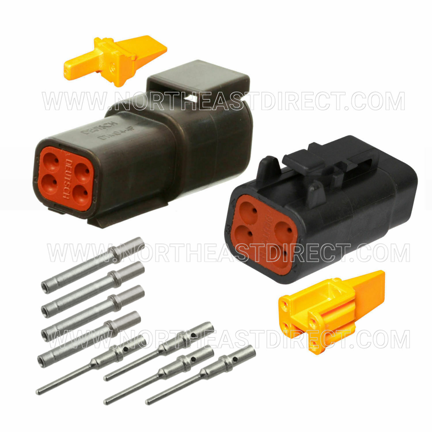 4 PIN BLACK DEUTSCH DTM DTM04-4P DTM06-4P WATERPROOF CONNECTOR – SOLID CONTACTS