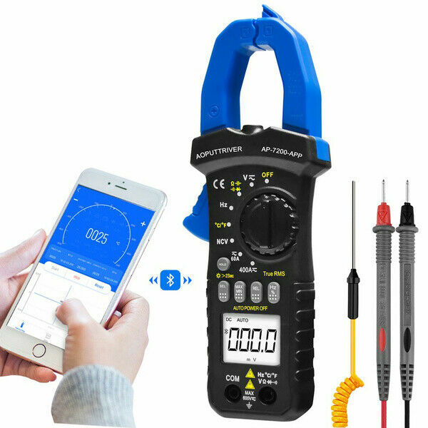 TRMS 6000 Counts Digital Clamp Meter with Bluetooth for AC DC Amp Volt Ohm Test