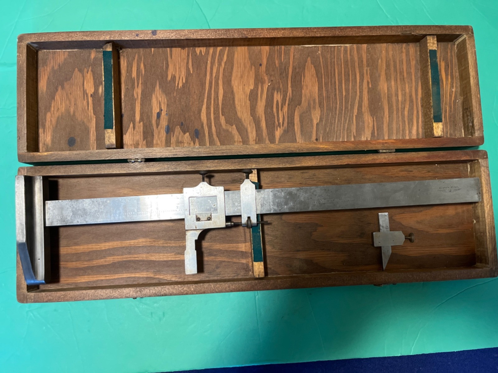 Vintage McGrath Vernier Height Gage in wooden box. St Paul.