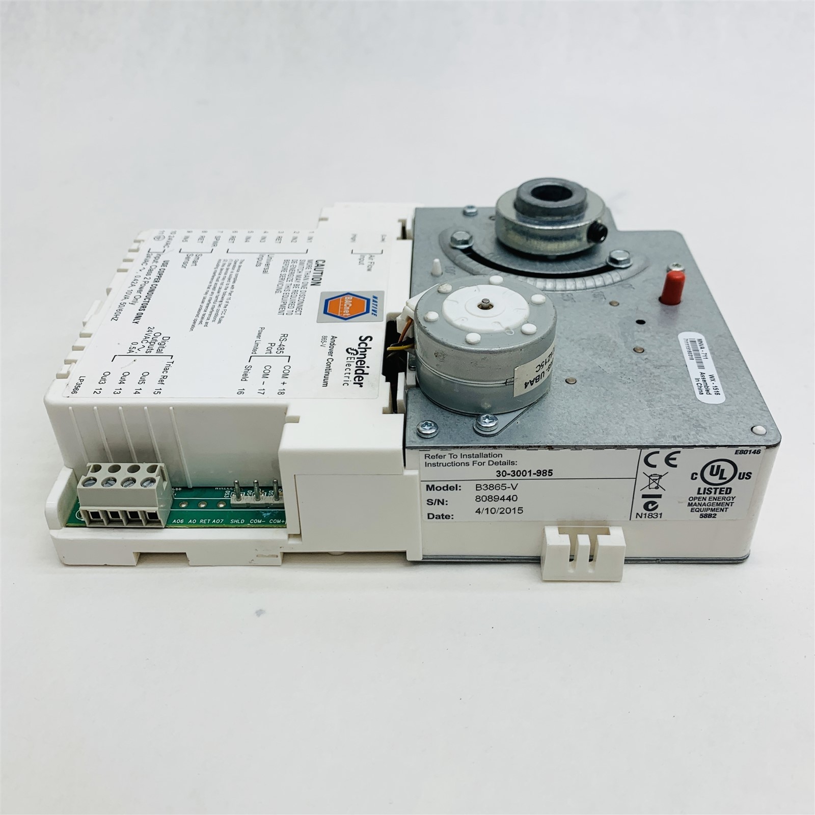 Schneider Andover Continuum 865-V VAV BACnet Controller Damper Actuator B3865-V