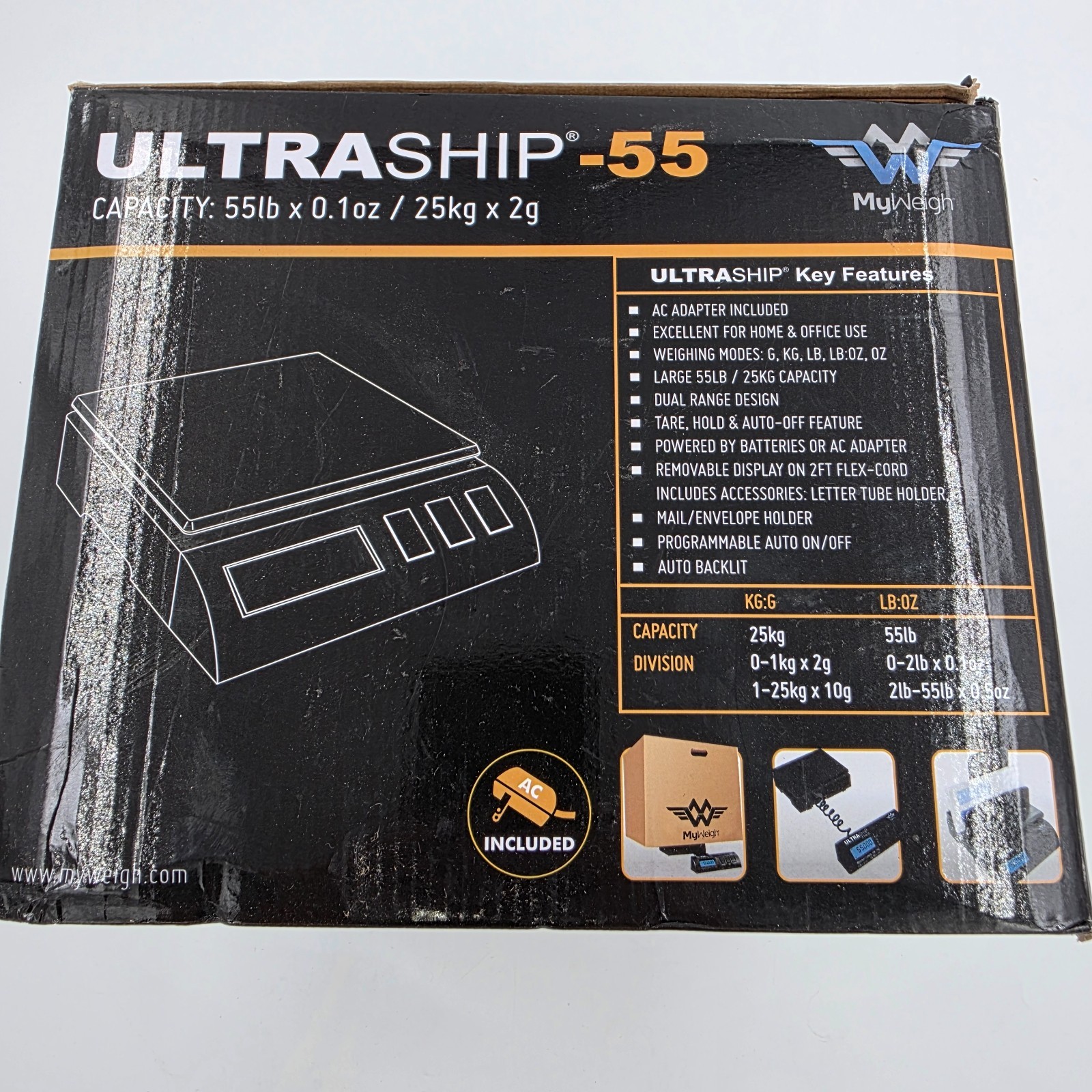 My Weigh Ultraship 55 Digital Shipping Scale 55 lb/25 kg Postal & Parcel Scale