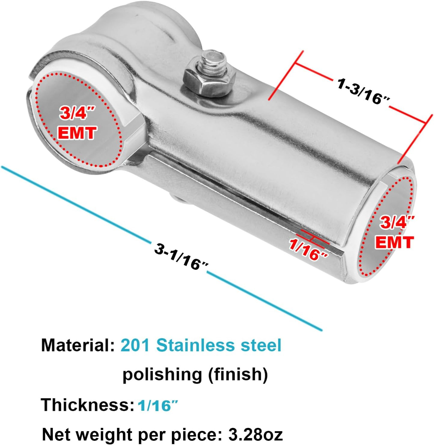 10 Sets T Pipe Connector, Fits 3/4″ EMT Conduit with PE Adapter Shims | Tee Clam