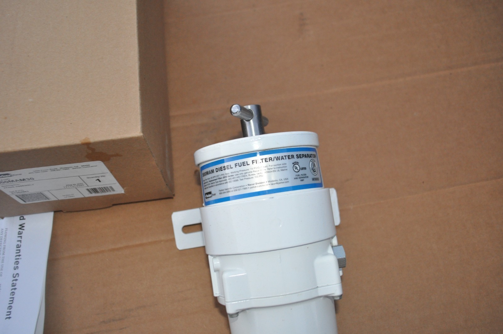 Parker Racor 500MAM30 MARINE FUEL FILTER FF/WS 3/4 SAE PORTS OEM NEW 30 MICRON