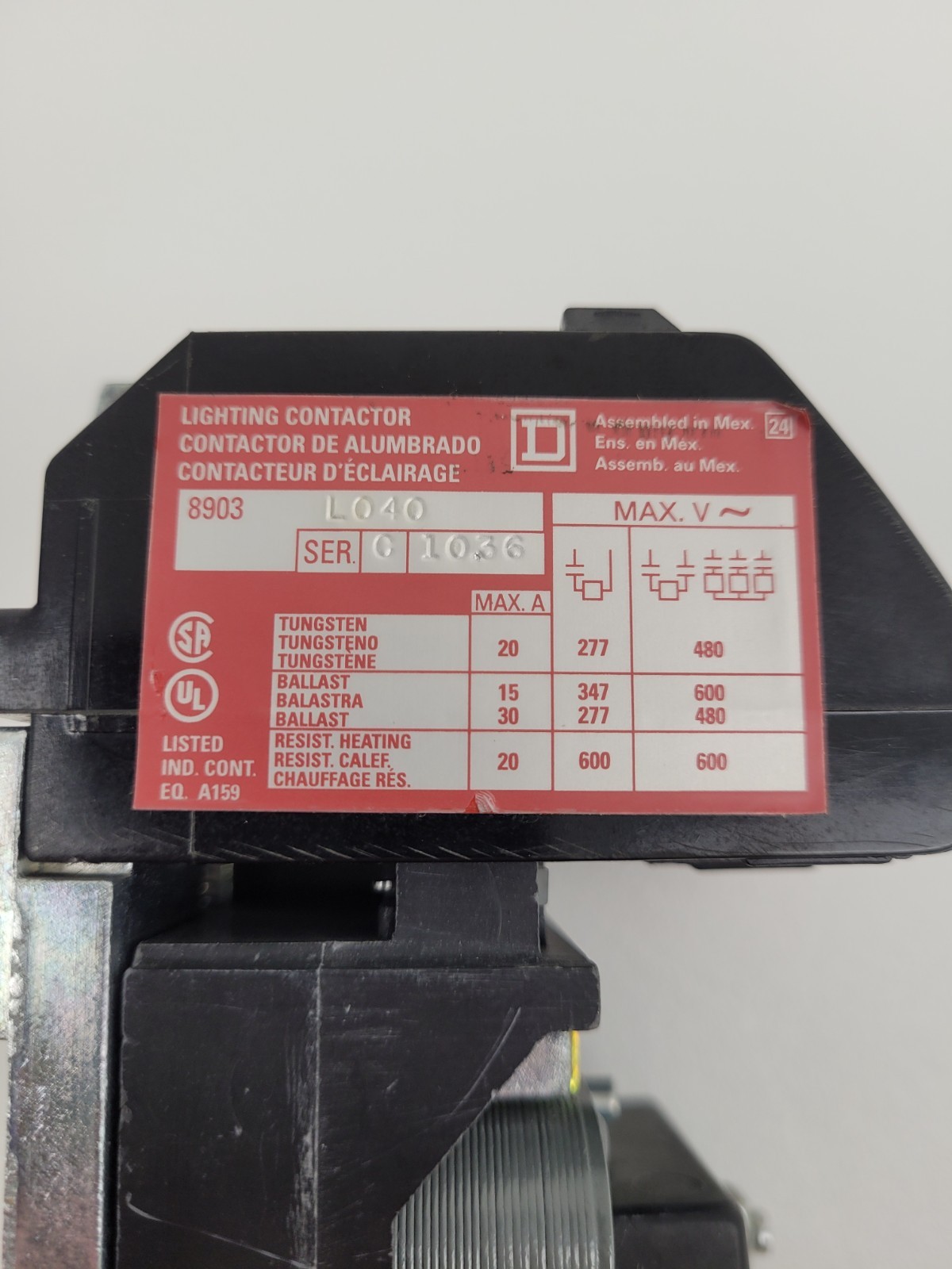 8903L040 Square D Lighting Contactor 277V 60Hz Coil – Next Day Option – New