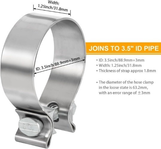 3.5 inch Exhaust Clamp, 3 1/2 Exhaust Clamp Stai Color: 3.5 Exhaust Clamp 2pcs