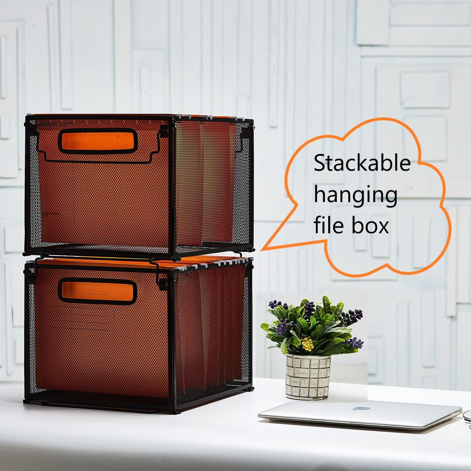 SETTFRFE Letter Size Metal Hanging File Folder Organizer Crate Black