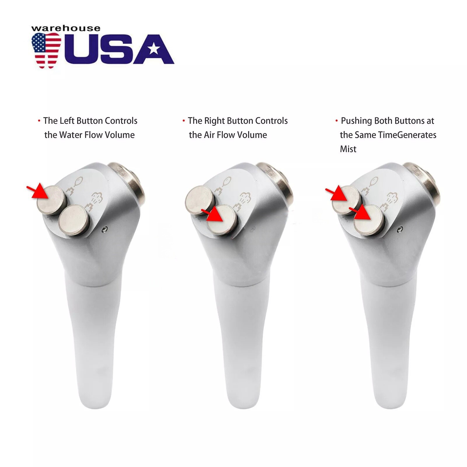 Dental 3 Way Air Water Spray Triple Syringe Handpiece w/ 2 Nozzles Tips Tubes CE