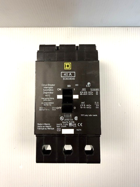 Square D EDB34020 20A 3 Poles Bolt On Circuit Breaker